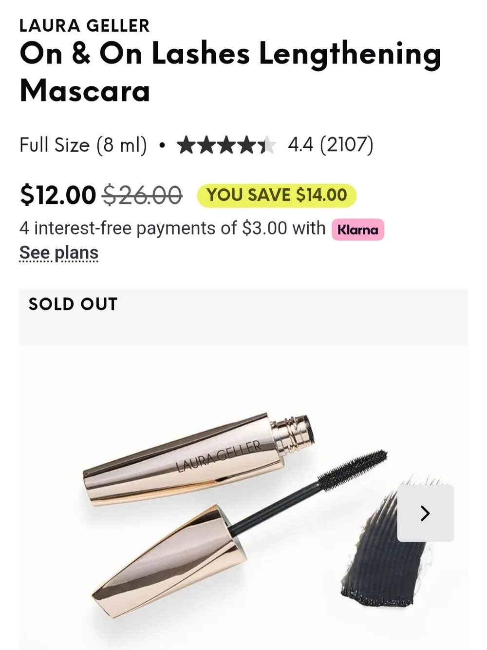 Laura Geller On & On Lashes Lengthening Mascara — Black